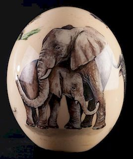 Hand Painted Animals of Africa Ostrich Egg