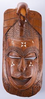Hand Carved Tribal Mask w/ Inlay