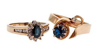 Sapphire and Diamond Rings in Karat Gold 