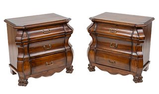 Pair of Knotty Pine Bombe Chest H 31'' W 36'' Depth 20''