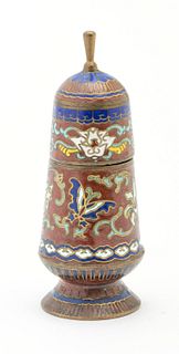 Chinese Cloisonne Toothpick Holder, H 4''