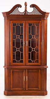 Mahogany Glass Front Corner Cabinet