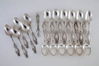 Whiting Mfg. Co. Lily Sterling Silver Spoons and Sugar Tongs