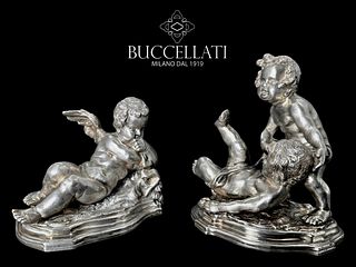 A Pair Of Late 19th Century Italian Buccellati Silver Statues, Hallmarked