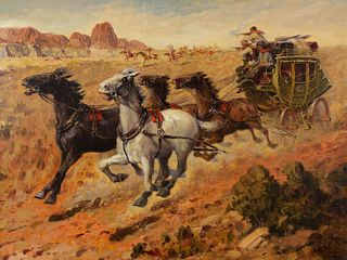Herbert Herget (1885 – 1950) — Attack on the Stagecoach