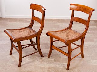 Figured Maple American Classical Side Chairs, Pair
