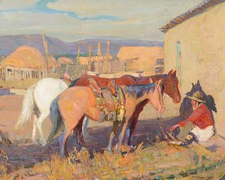 Oscar Berninghaus (1874 – 1952) — Taos Siesta