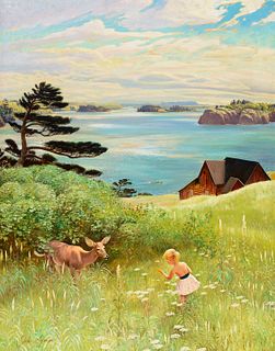 John Clymer (1907 – 1989) — Girl with Deer