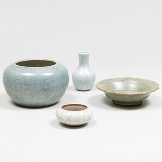 Group of Four Chinese Crackle Glazed Vessels