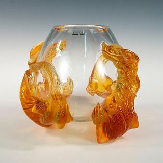Limited Edition Lalique Crystal Amber Tianlong Bowl