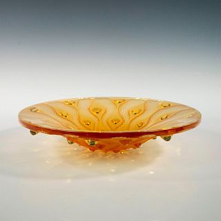 Lalique Crystal Amber Serpentine Centerpiece Bowl