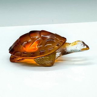 Lalique Crystal Amber Turtle Figurine, Caroline