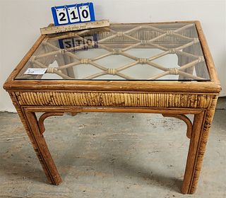 BAMBOO GLASS TOP STAND 22-1/2"H X 28"W X 20"D