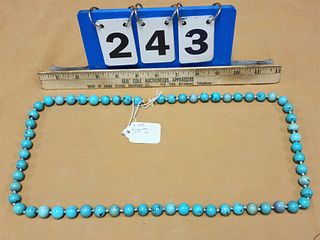 TURQUOIS BEAD NECKLACE 34" 12MM