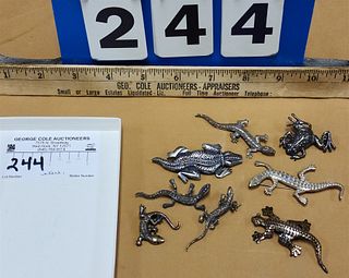 TRAY 8 STERL PINS- LIZARDS AND FROG