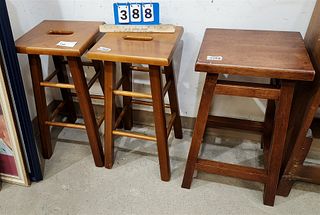 PR WOODEN STOOLS 2'H X 12" SQ AND 1- 24"H X 13 1/2"W