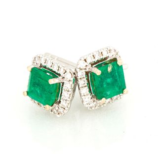 Designer Robert Tateossian 18K Gold, Diamond and Emerald Earrings