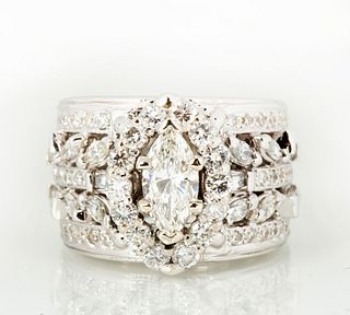 Massive 18K Gold and Diamond Cluster Ring