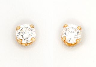 14K Gold Vintage Diamond Stud Earrings