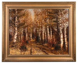 William Preston Phelps (1848 - 1923), "Birches in Autumn"