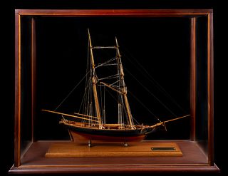 A Masterfully Hand Crafted Baltimore Clipper Cased Ship Model by Samuel Walker, 1958