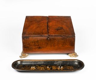 Antique Humidor and Chinese Pen Tray