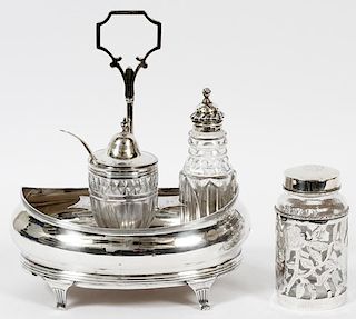 STERLING SILVER CONDIMENT HOLDER 5 PIECES