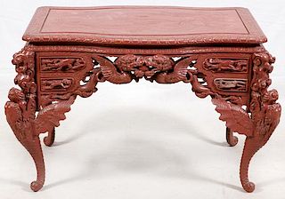 CHINESE HAND CARVED DESK CIRCA 1920