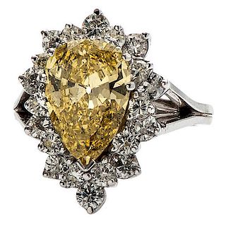 G.I.A. Certified Yellow and White Diamond Fashion Ring 