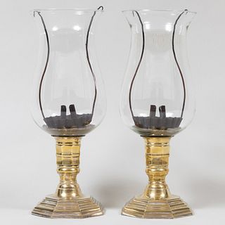 Pair of Brass and Glass Photophores