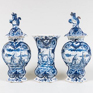 Delft Blue and White Three-Piece Garniture