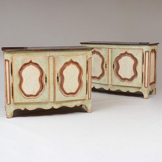 Pair of Early Louis XV Provincial Style Painted Side Cabinets