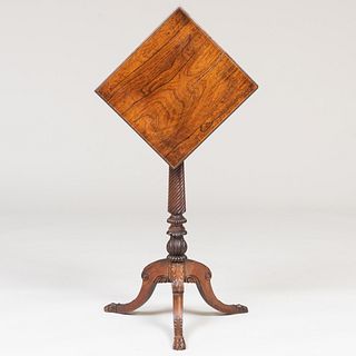 William IV Carved Rosewood Tilt-Top Candle Stand                          