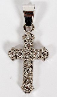 18KT WHITE GOLD AND CZ CROSS PENDANT
