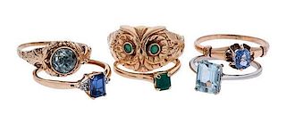 Emerald Owl Ring in 14 Karat, PLUS 
