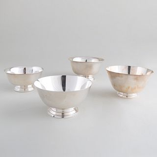 Group of Three American Small Silver and a Silver Plate Revere Bowls 