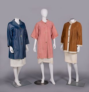 THREE BONNIE CASHIN LEATHER & SUEDE COATS, USA, 1960s-1970
