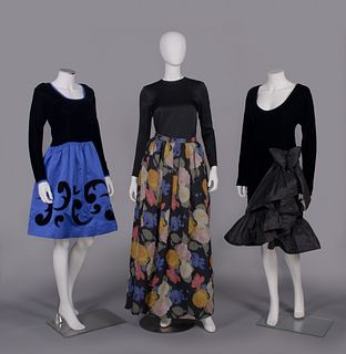 THREE DESIGNER COCKTAIL DRESSES, FRANCE & USA, 1980s