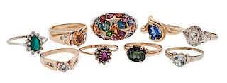 Diamond, Ruby, and Emerald Rings with a Variety of Other Gemstones 