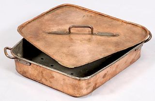 A 19TH CENTURY FRENCH COPPER TURBOT AND COVER