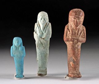 Three Egyptian Ushabti - 2 Faience & 1 Pottery