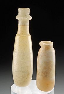 Two Petite Egyptian Alabaster Alabastrons