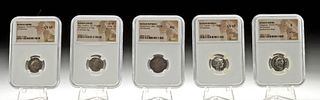Five NGC Slabbed Ancient Roman Silver AR Denarius Coins