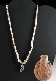 Roman Pilgrim Flask + Necklace w/ Grape Cluster Pendant