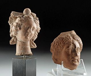 Greek Hellenistic & Roman Pottery Votive Female Heads