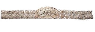 Floral Design Belt and Buckle in Silver 
