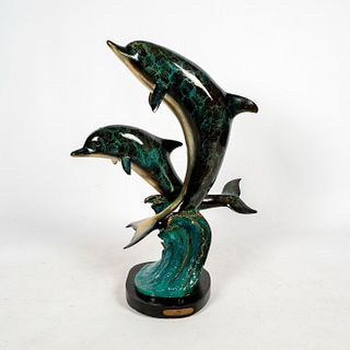 G. Mancini (20th c.) Bronze Sculpture, Dolphin Pals