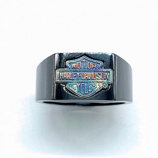 Harley Davidson Black and Rainbow Titanium Ring