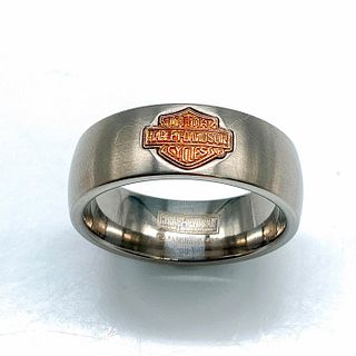 Harley Davidson Simple Timeless Silver Titanium Band Ring