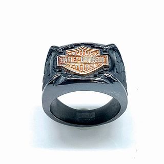Harley Davidson Textured Scaly Titanium Biker Ring